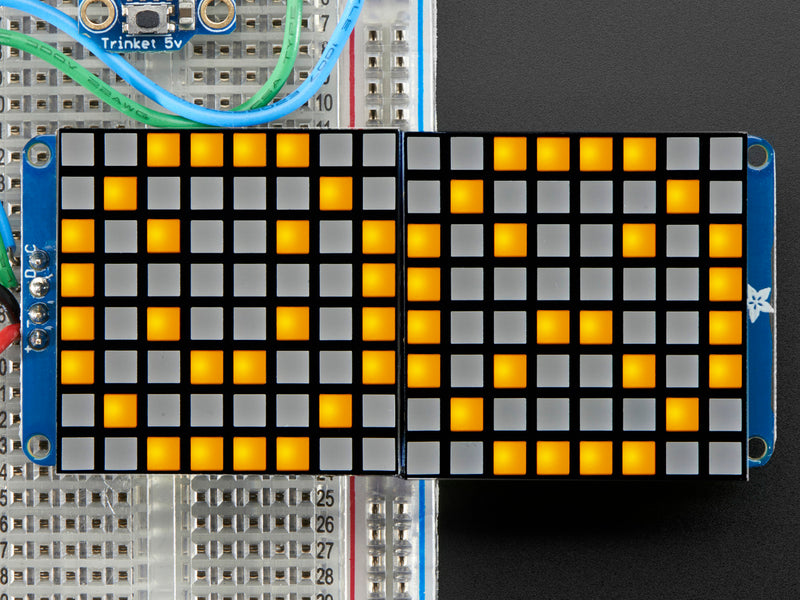 16x8 1.2\" LED Matrix + Backpack -Ultra Bright Square Yellow LEDs