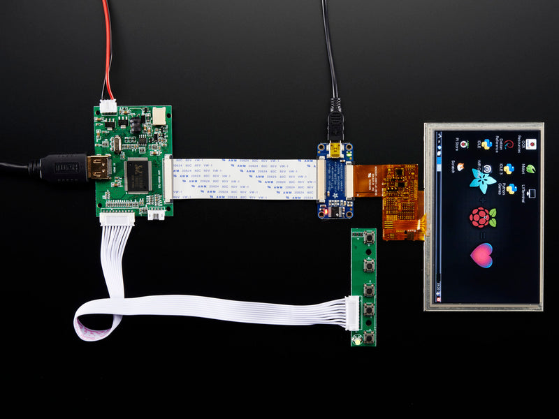 HDMI 4 Pi: 5\" Display w/Touch and Mini Driver - 800x480 HDMI