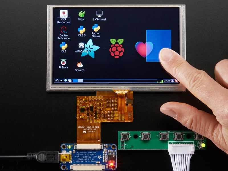 HDMI 4 Pi: 5\" Display w/Touch and Mini Driver - 800x480 HDMI
