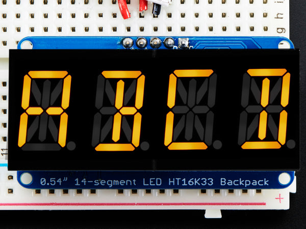 Quad Alphanumeric Display - Yellow 0.54\" Digits w/ I2C Backpack