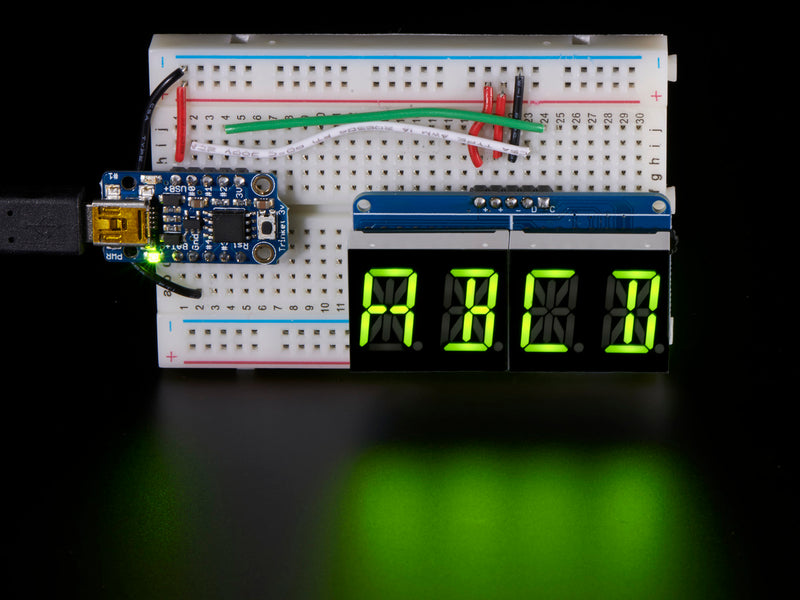 Quad Alphanumeric Display -Yellow-Green 0.54\" Digits w/ Backpack
