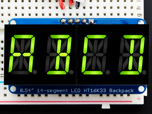 Quad Alphanumeric Display -Yellow-Green 0.54\" Digits w/ Backpack