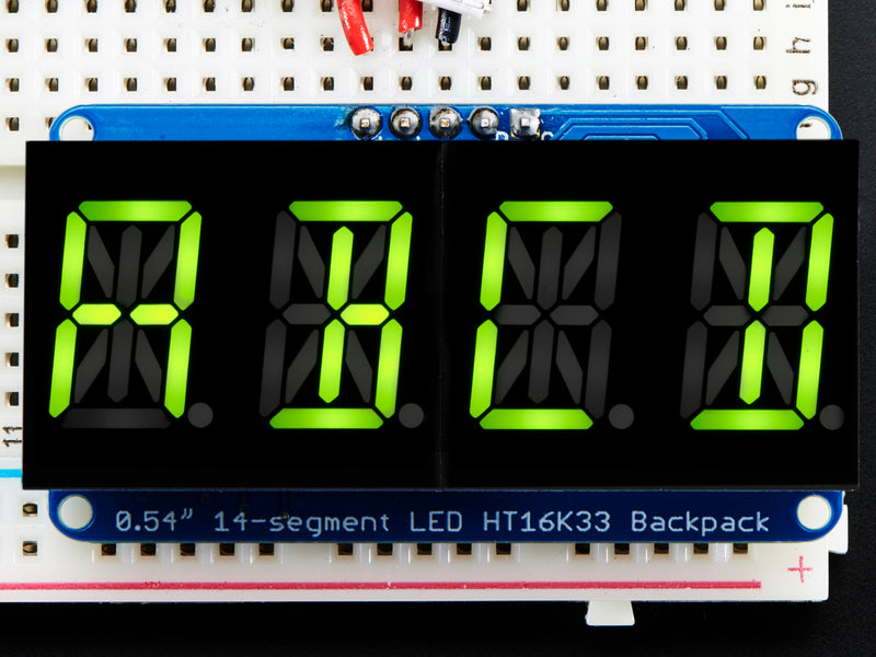 Quad Alphanumeric Display -Yellow-Green 0.54\" Digits w/ Backpack