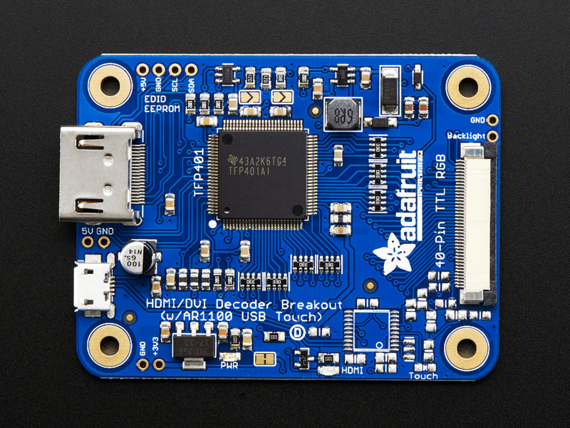 TFP401 HDMI/DVI Decoder to 40-Pin TTL Breakout - Without Touch