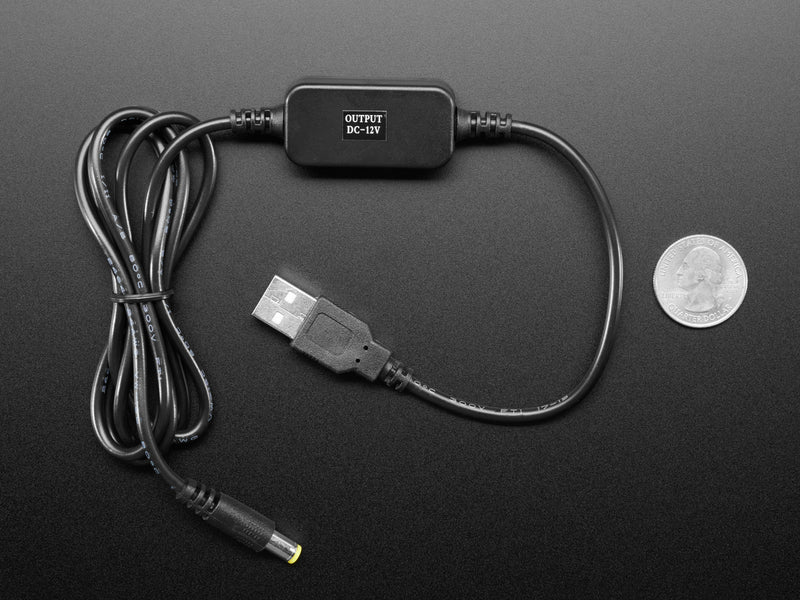 USB to 5.5mm / 2.1mm or 2.5mm DC Booster Cable - 12V Output
