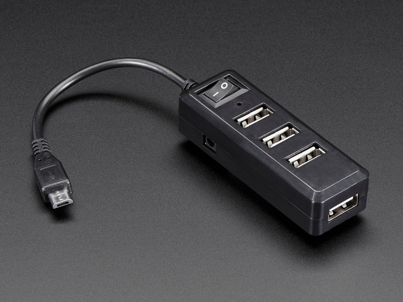 USB Mini Hub with Power Switch - OTG Micro-USB