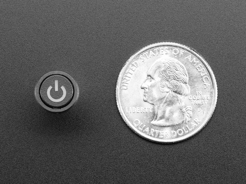 Mini Illuminated Momentary Pushbutton - Red Power Symbol
