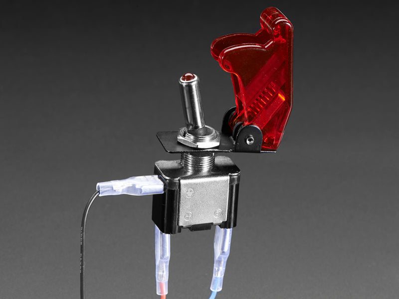 Illuminated Toggle Switch with Cover - Red