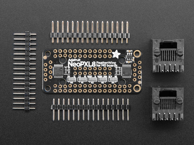 Adafruit NeoPXL8 FeatherWing for Feather M0 - 8 x DMA NeoPixels!