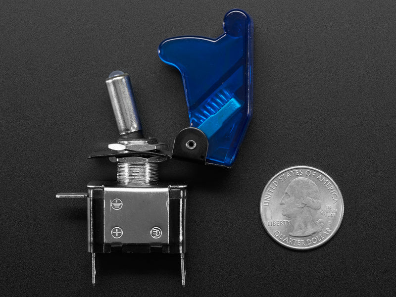 Illuminated Toggle Switch with Cover - Blue