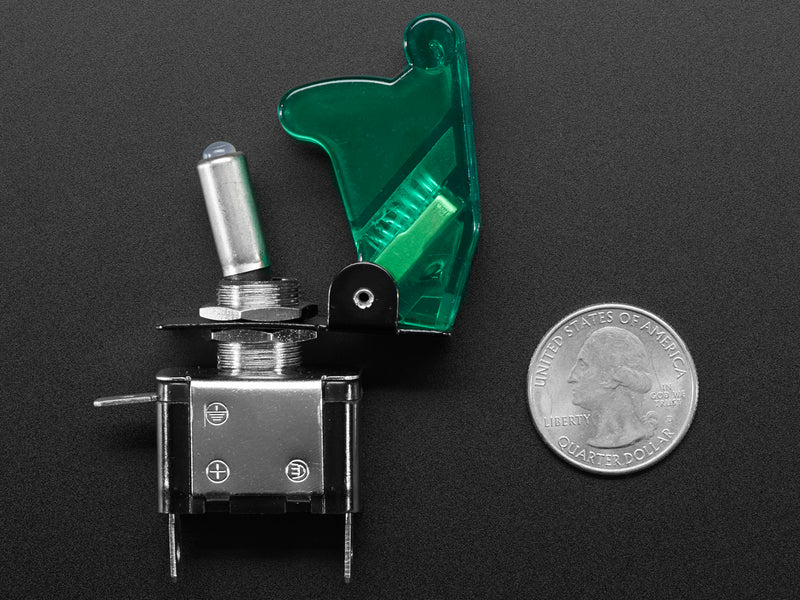 Illuminated Toggle Switch with Cover - Green