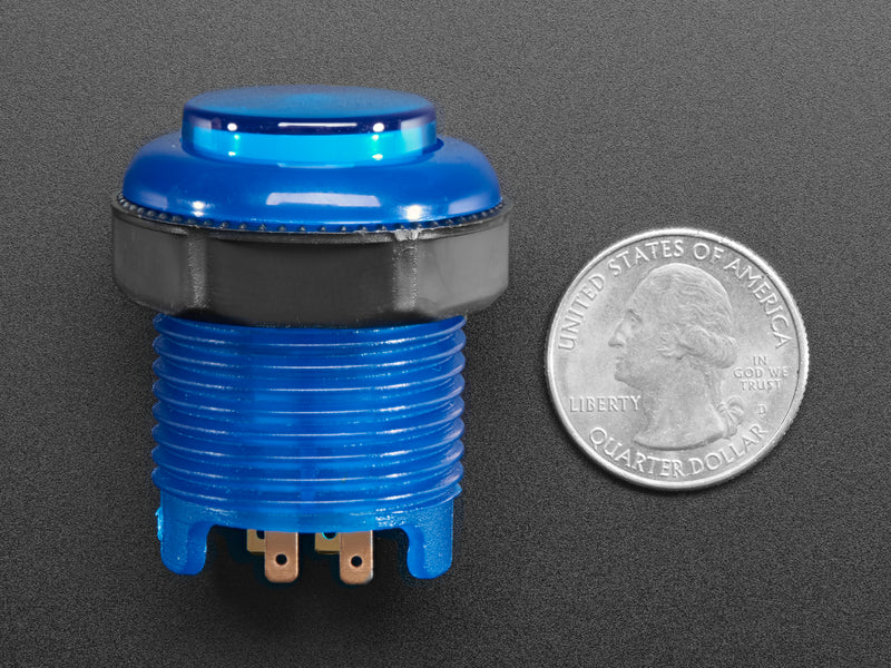 Arcade Button with LED - 30mm Translucent Blue