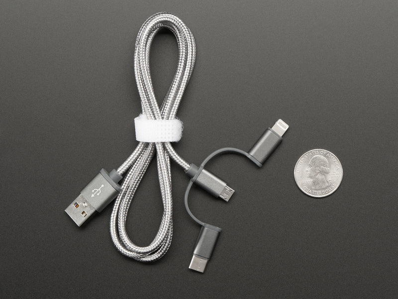 USB 3-in-1 Sync and Charge Cable - Micro B / Type-C / Lightning