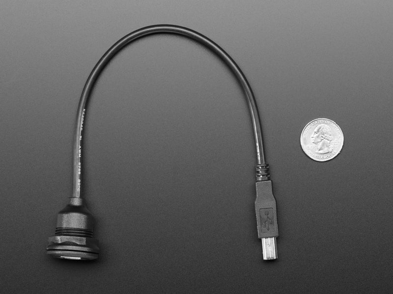 USB B Round Panel Mount Extension Cable - 30cm