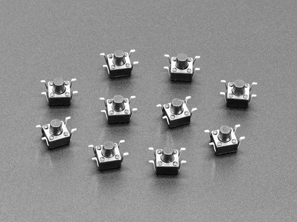 Reverse Mount Tactile Switch Buttons - 6mm square - 10 Pack