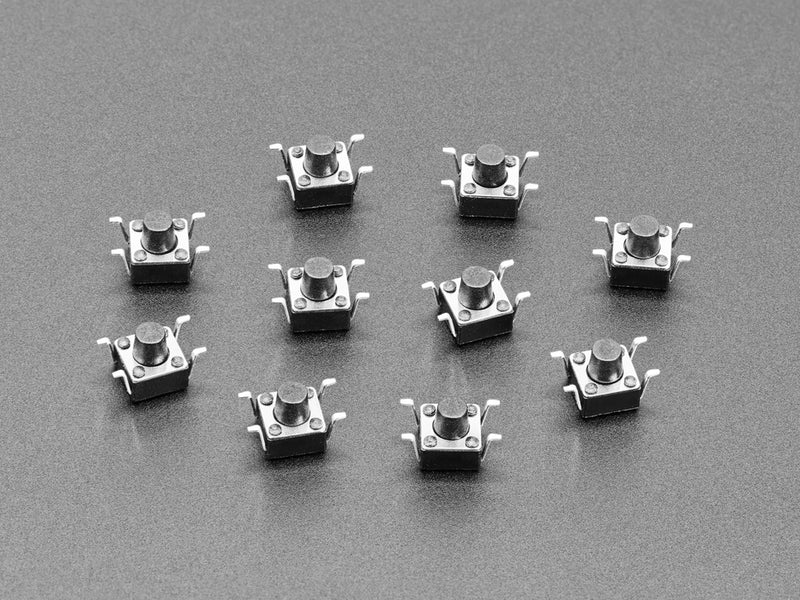 Reverse Mount Tactile Switch Buttons - 6mm square - 10 Pack