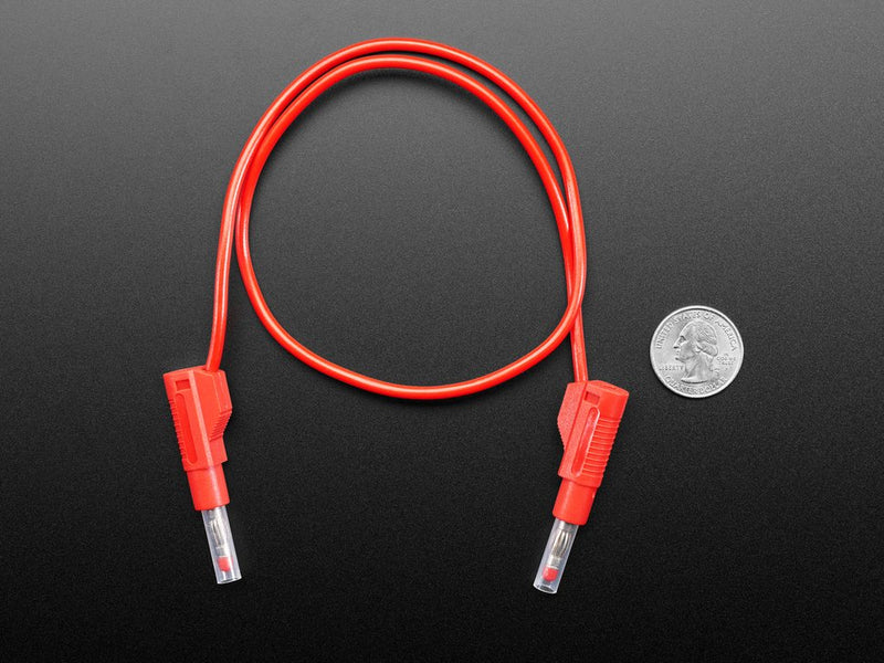 Retractable Stacking Banana Plug Cable - Red 0.5 meter long