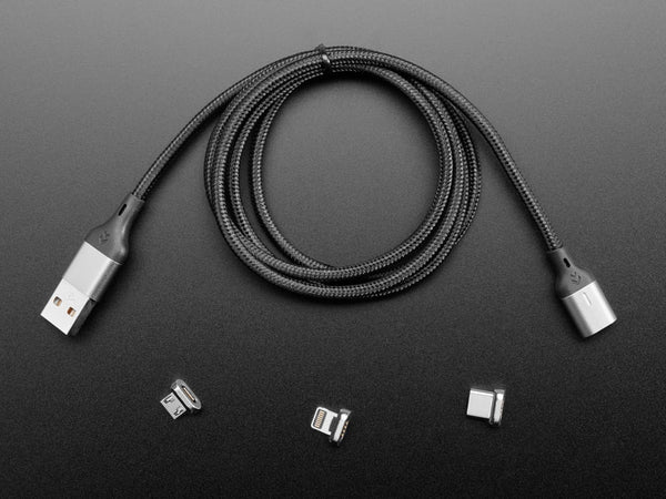 Woven USB A Cable with Magnetic Tips - Micro B, Type C, and iOS