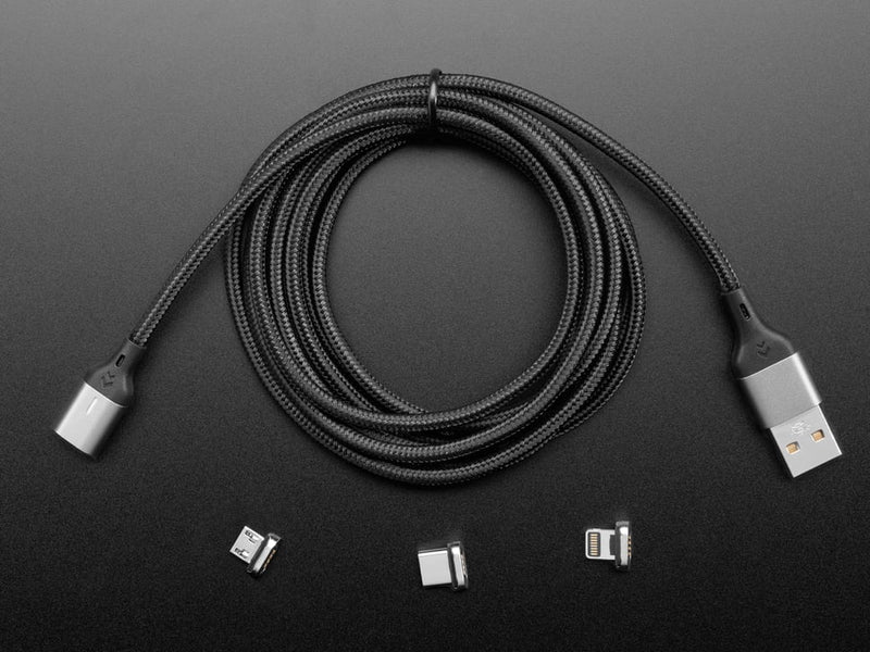 Woven USB A Cable with Magnetic Tips - Micro B, Type C, and iOS