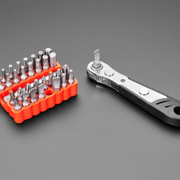 Buy Right Angle Ratchet Screwdriver and 33 Piece Tool Bit Set ADA5730 Adafruit