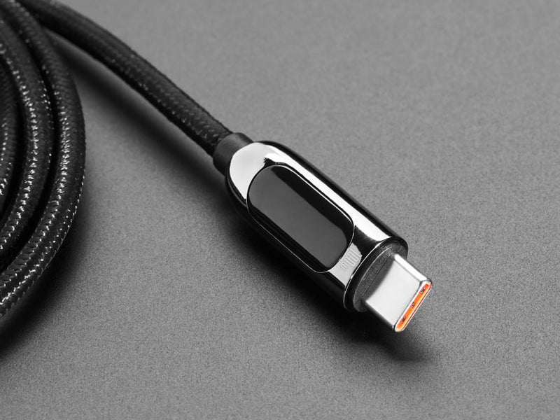 USB C to USB C Cable w 100W Watt Display - 1 meter Black Woven