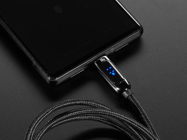 USB C to USB C Cable w 100W Watt Display - 1 meter Black Woven