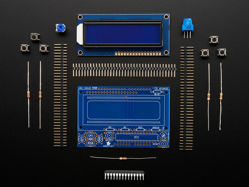LCD Shield Kit w/ 16x2 Character Display - Only 2 pins used!