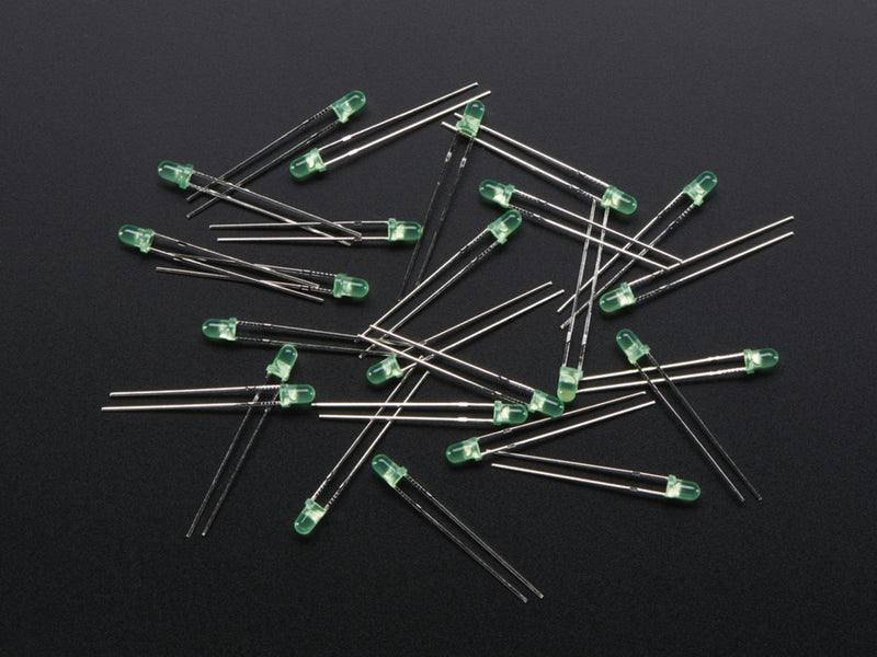 Diffused Green 3mm LED (25 pack)