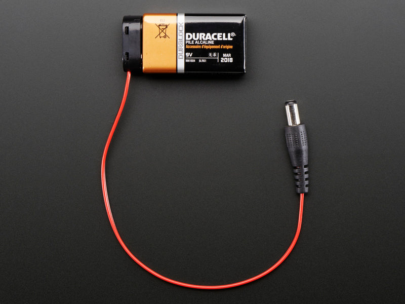 9V battery clip with  5.5mm/2.1mm plug