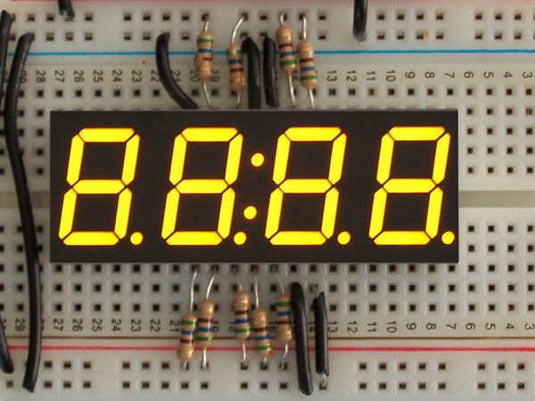 Yellow 7-segment clock display - 0.56\" digit height