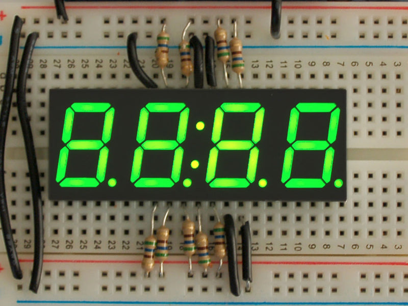 Green 7-segment clock display - 0.56\" digit height