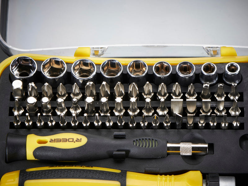 65 Piece Ratchet Screwdriver and Tool Bit Set