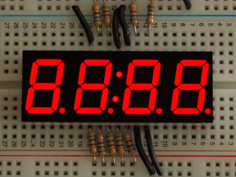 Red 7-segment clock display - 0.56\" digit height