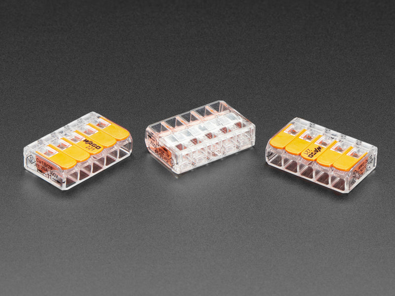 Snap-action 5-Wire Block Connector (12-24 AWG) - Pack of 3