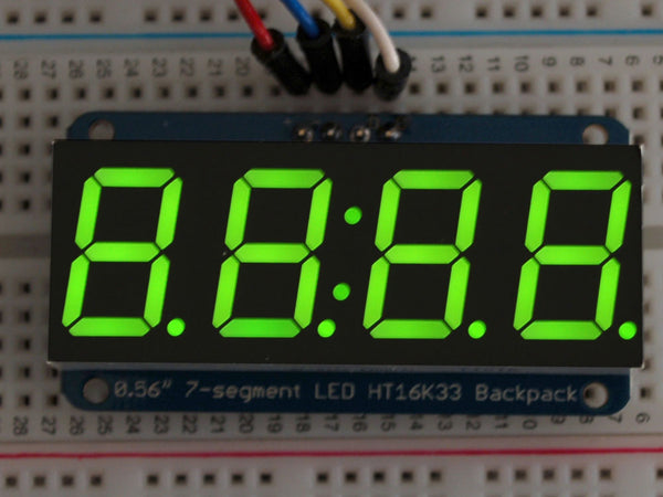 Adafruit 0.56\" 4-Digit 7-Segment Display w/I2C Backpack - Green