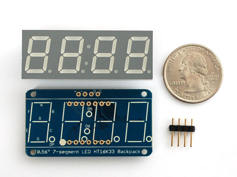Adafruit 0.56\" 4-Digit 7-Segment Display w/I2C Backpack - Blue