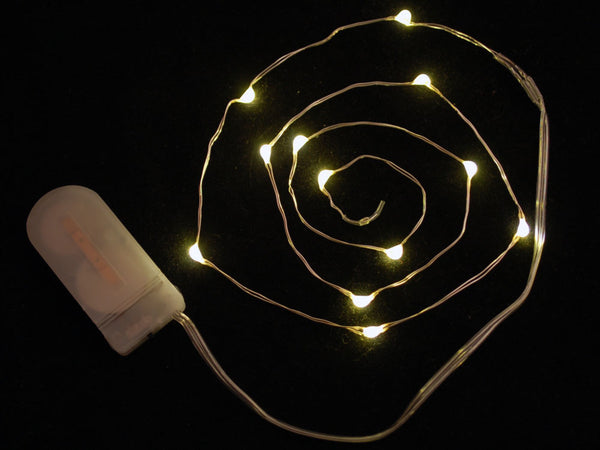 Wire Light LED Strand - 10 Warm White LEDs + Coin Cell Holder