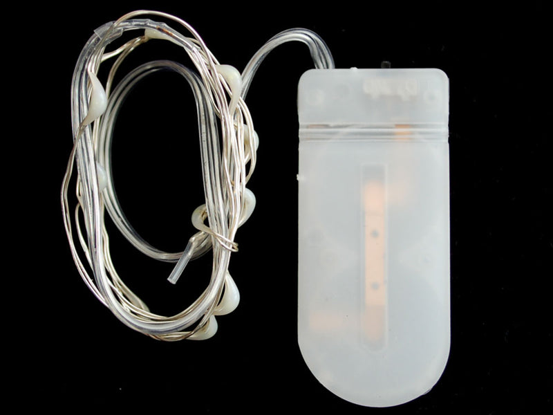 Wire Light LED Strand - 12 Cool White LEDs + Coin Cell Holder