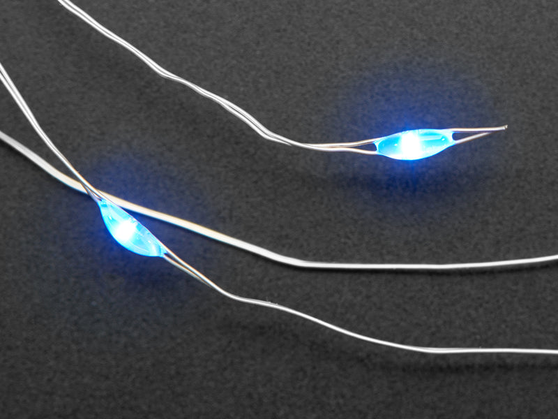 Wire Light LED Strand - 10 Blue LEDs + Coin Cell Holder