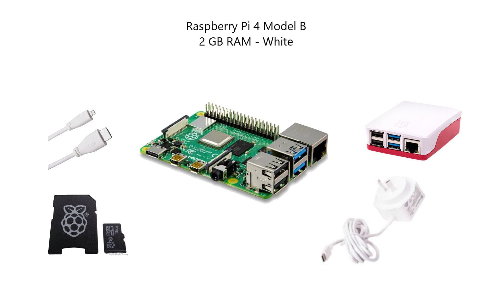 Raspberry Pi 4 Model B 2 GB Starter Kit - White