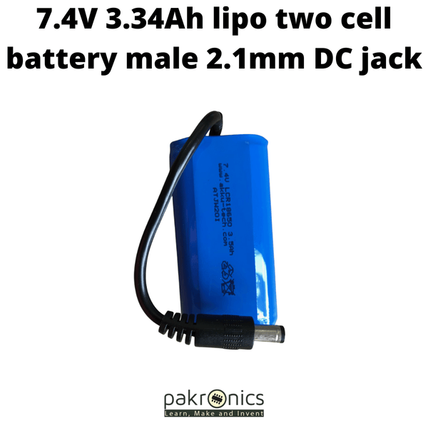 7.4V 3.34Ah lipo two cell battery male 2.1mm DC jack