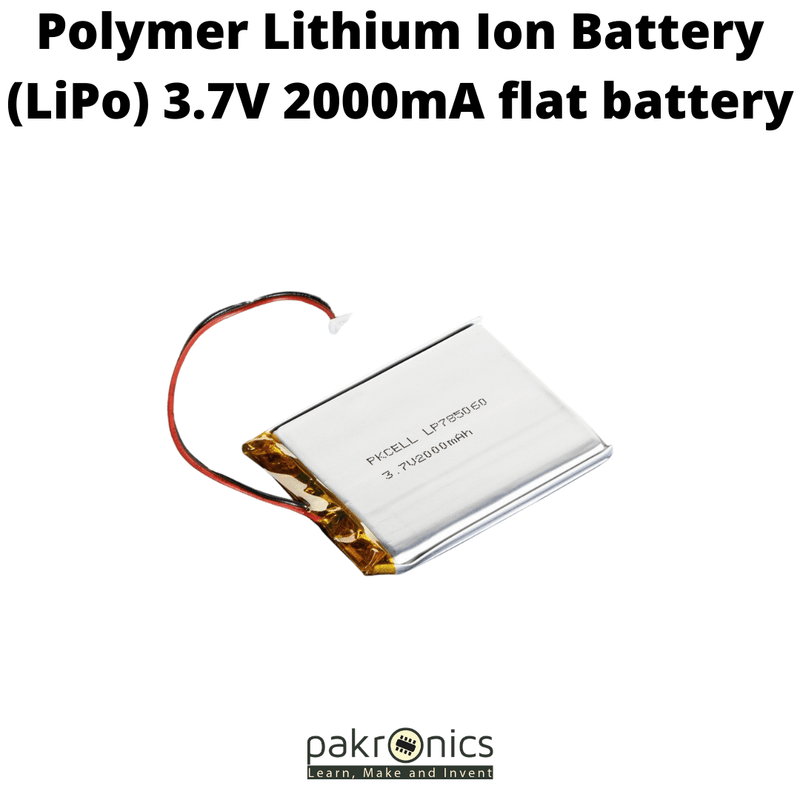 Polymer Lithium Ion Battery (LiPo) 3.7V 2000mA flat battery