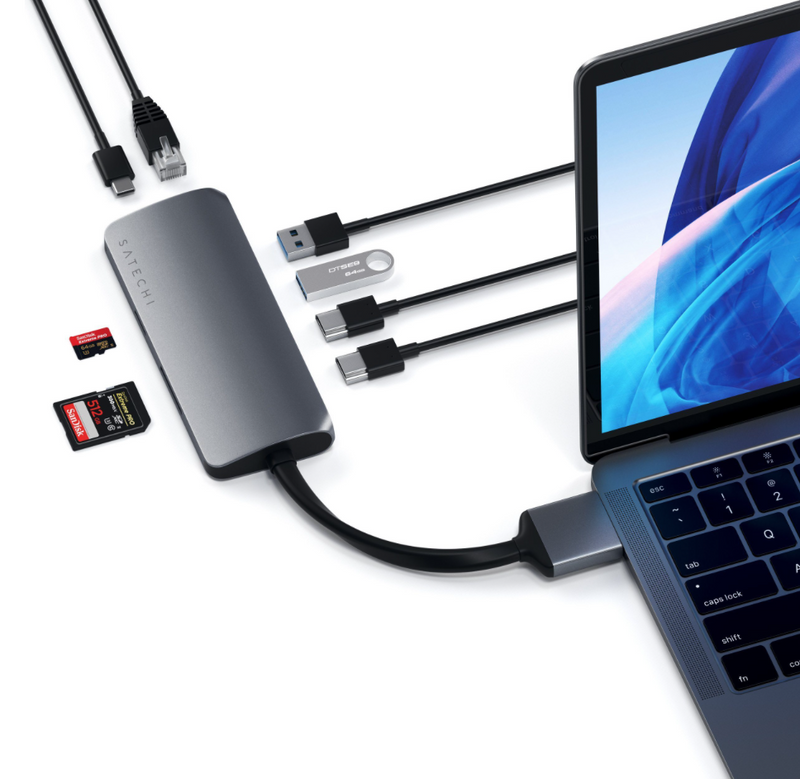 Satechi USB-C Dual Multimedia Adapter - Silver - Buy - Pakronics®- STEM Educational kit supplier Australia- coding - robotics