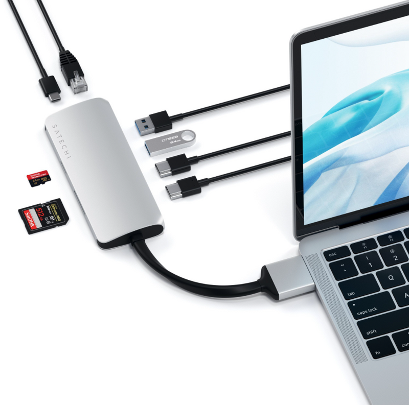 Satechi USB-C Dual Multimedia Adapter - Silver - Buy - Pakronics®- STEM Educational kit supplier Australia- coding - robotics