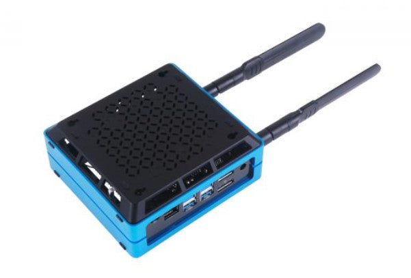 Jetson SUB Mini PC V2 - Blue with Jetson Xavier NX module, Aluminum case with cooling fan, 128GB SSD, WiFi, Antennas and pre-installed JetPack System