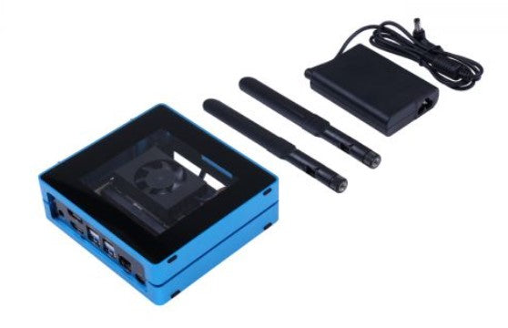Jetson SUB Mini PC V2 - Blue with Jetson Xavier NX module, Aluminum case with cooling fan, 128GB SSD, WiFi, Antennas and pre-installed JetPack System