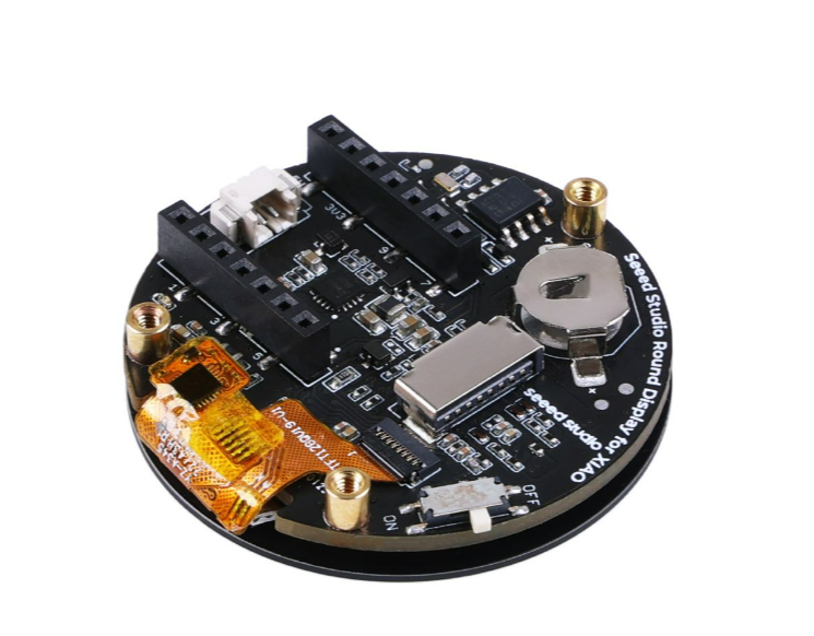 Products Seeed Studio Round Display for XIAO - 1.28-inch round touch screen, 240×240 resolution, 65k colors, RTC, charge IC, TF card slot, JST 1.25 connector, All XIAO Compatible,HMI, Smart Home, Wearables