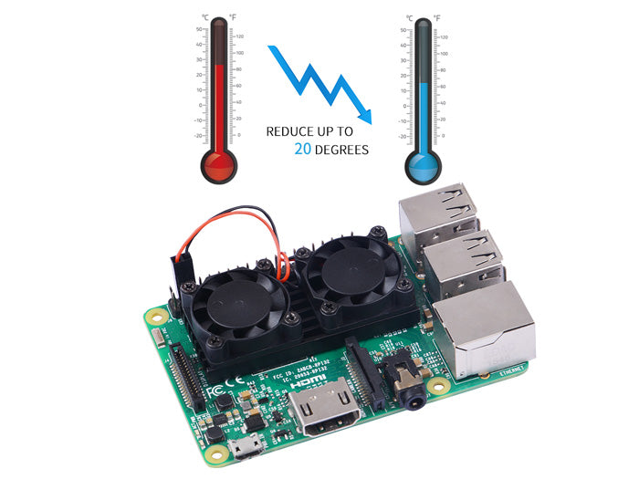 Raspberry Pi Ultimate Cooling Dual Fan - Buy - Pakronics®- STEM Educational kit supplier Australia- coding - robotics