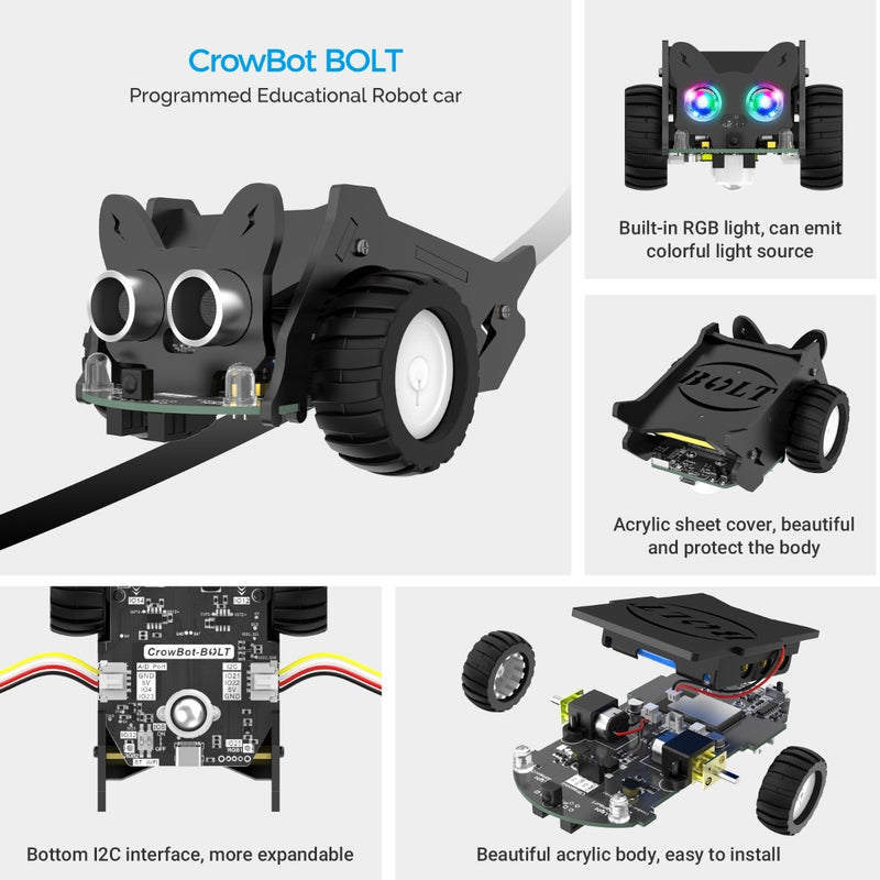 CrowBot BOLT-Open Source Programmable Smart Robot Car STEAM Robot Kit