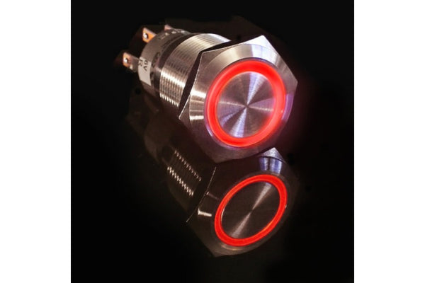Metal illuminated pushbutton-Red Ring - Buy - Pakronics®- STEM Educational kit supplier Australia- coding - robotics